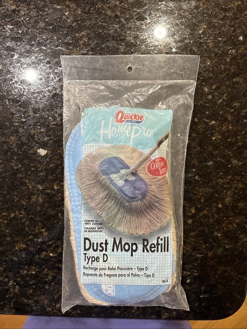 Vintage Quickie HomePro New 100% Cotton Yarn Dust Mop Refill Type D